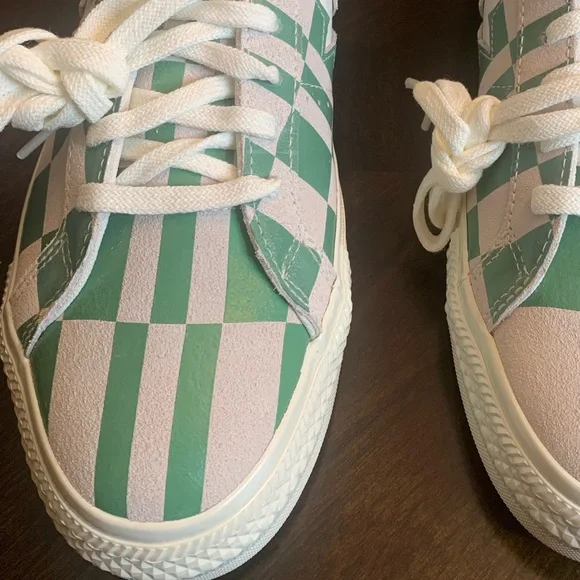 RARE‼️ Unisex NIB CONVERSE One Star OX Sneakers in White/Green Check, M10.5/W12 - Picture 6 of 12